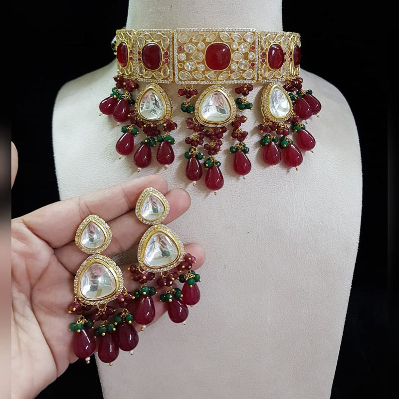 Shubhratnam Jewellers Gold Plated Kundan Necklace Set