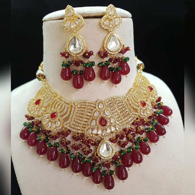 Shubhratnam Jewellers Gold Plated Kundan Necklace Set