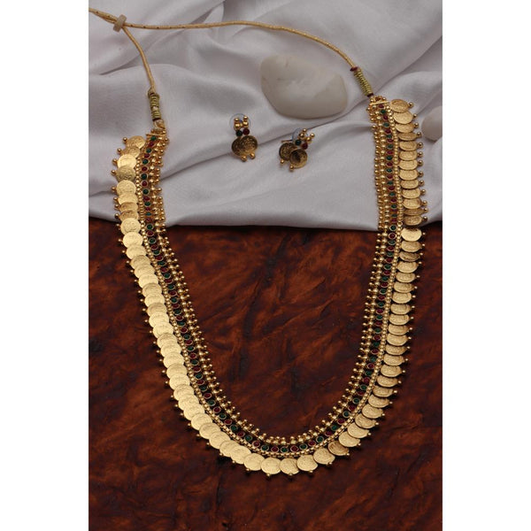 Bhavi Jewels Gold Plated Pota Stone Long Necklace Set