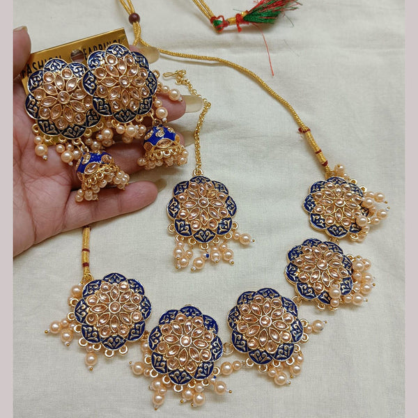 Hira Collections Gold Plated  Meenakari Necklace Set