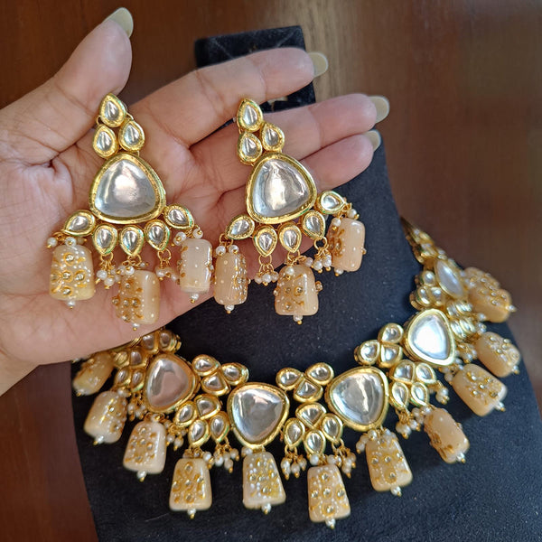 Hira Collections Gold Plated Kundan Necklace Set