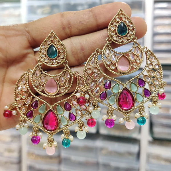 Hira Collections Gold Plated Crystal Stone Dangler Earrings