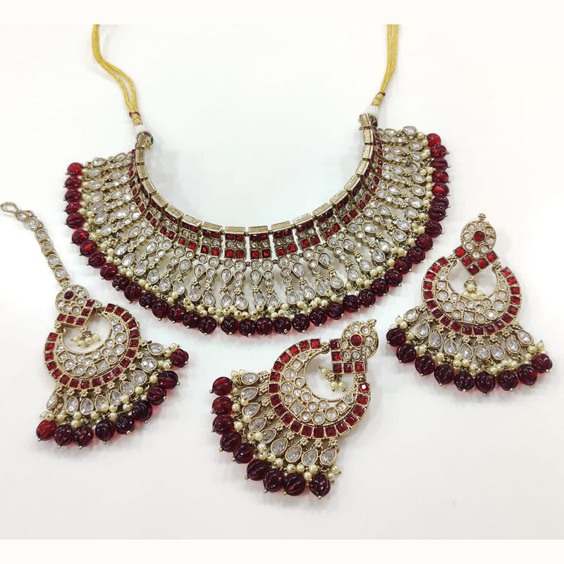Hira Collections Gold Plated Crystal Stone Choker Necklace Set