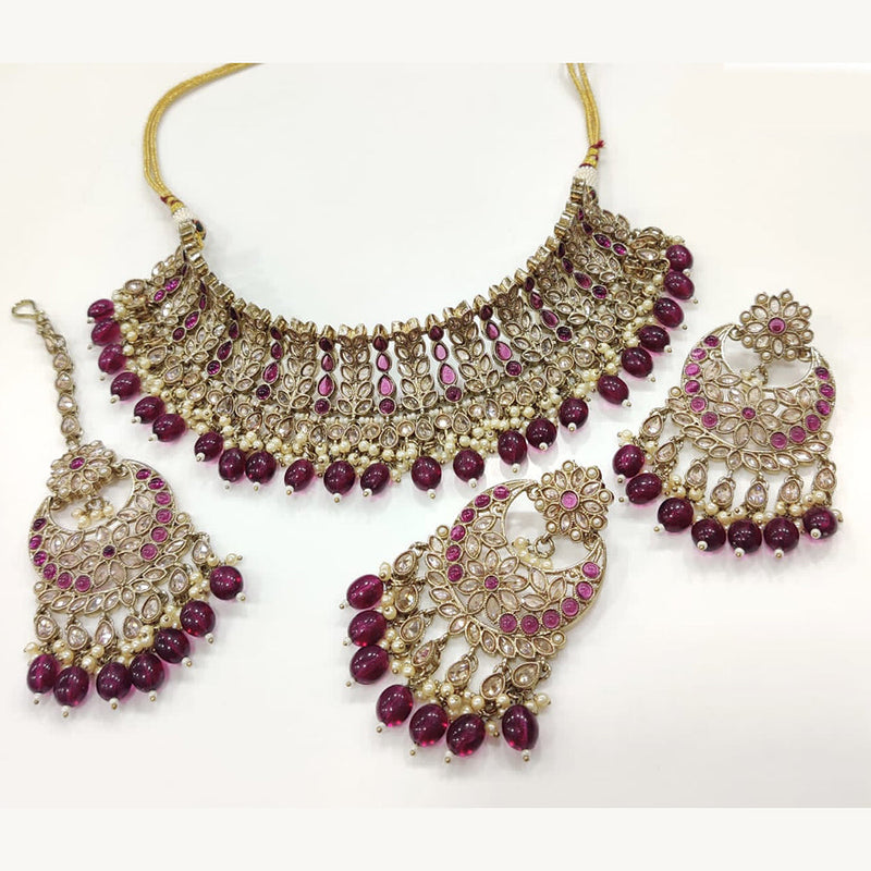 Hira Collections Gold Plated Crystal Stone Choker Necklace Set