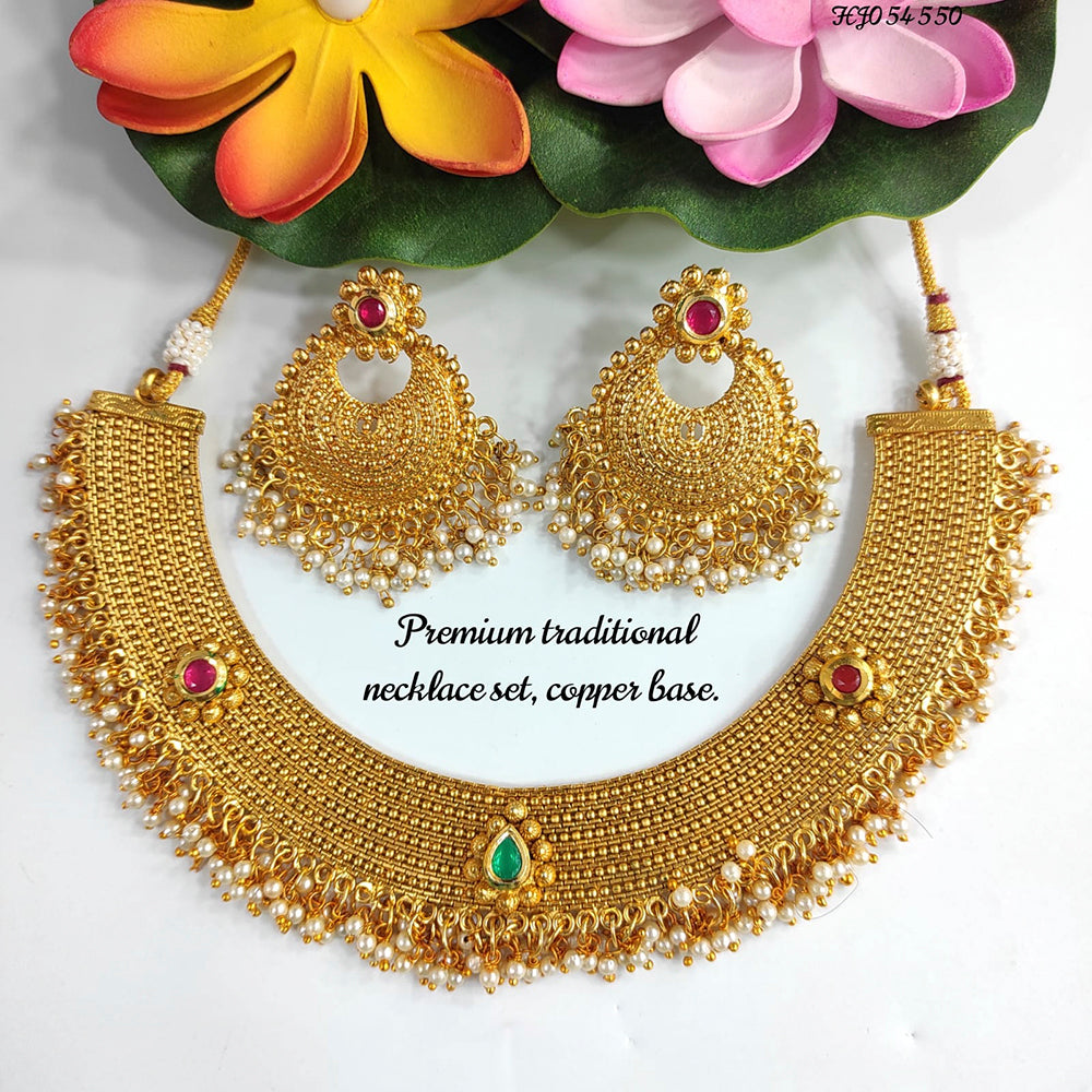 Heera Jewellers Gold Plated Kundan Stone Necklace Set