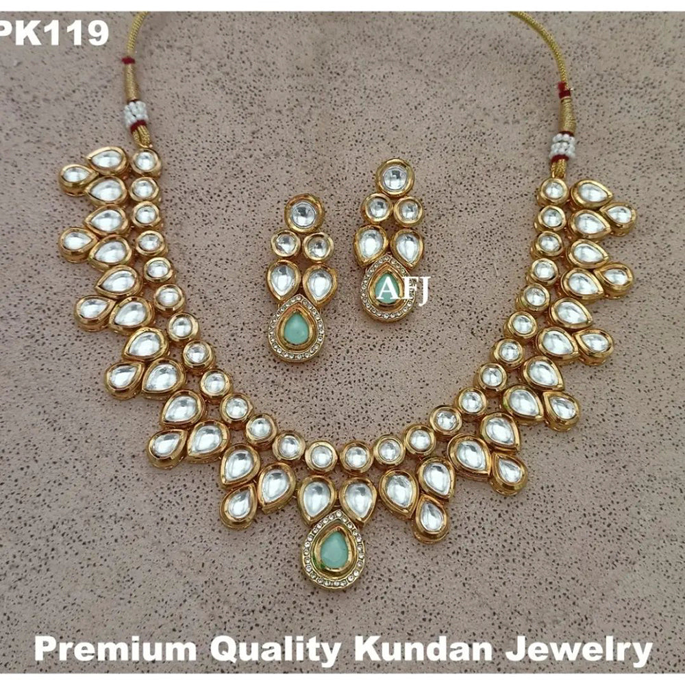 Heera Jewellers Gold Plated Kundan Stone Necklace Set