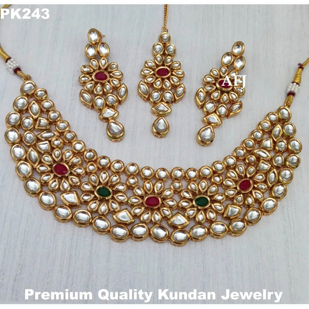 Heera Jewellers Gold Plated Kundan Stone Necklace Set