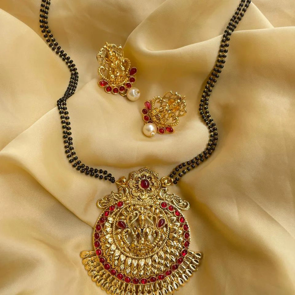 Heera Jewellers Gold Plated Pota Stone Mangalsutra Set