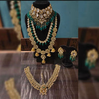 Heera Jewellers Gold Plated Kundan Stone & Beads Bridal Set