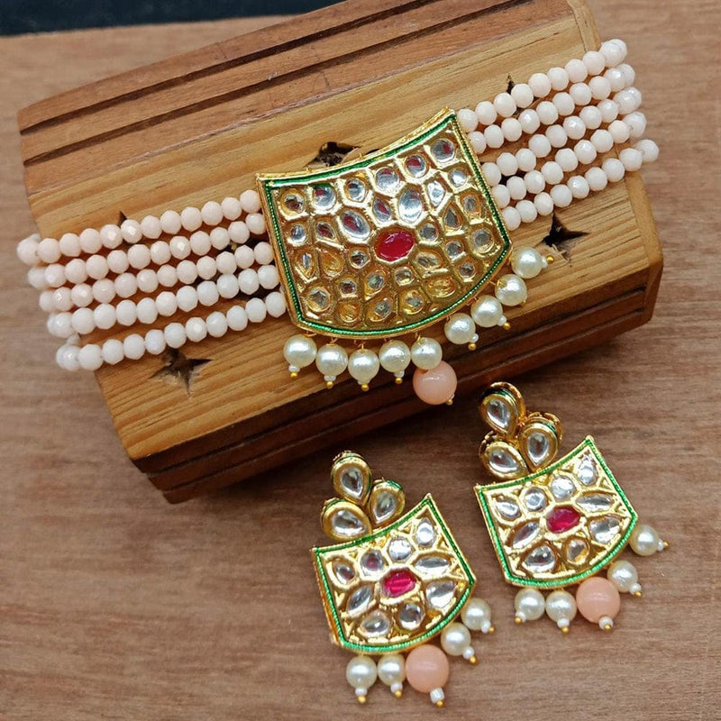 Heera Jewellers Gold Plated Kundan Stone Choker Necklace Set