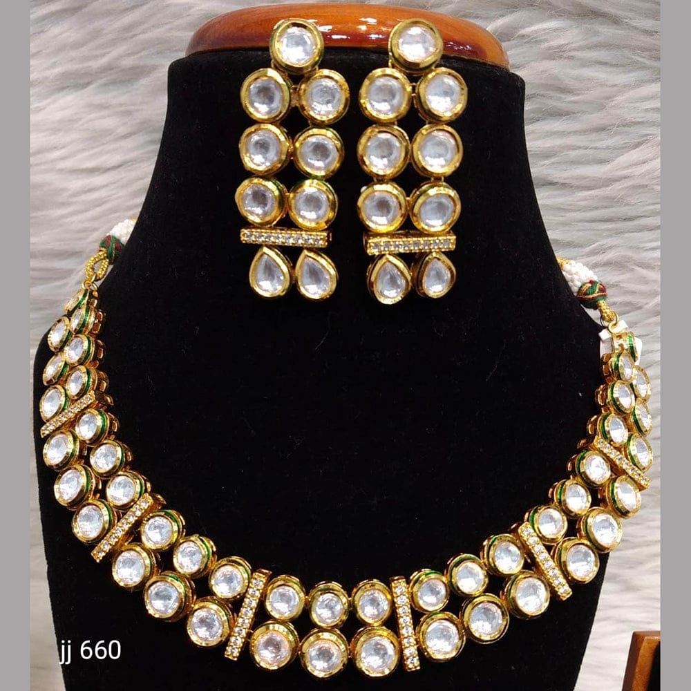 Heera Jewellers Gold Plated Kundan Stone Choker Necklace Set