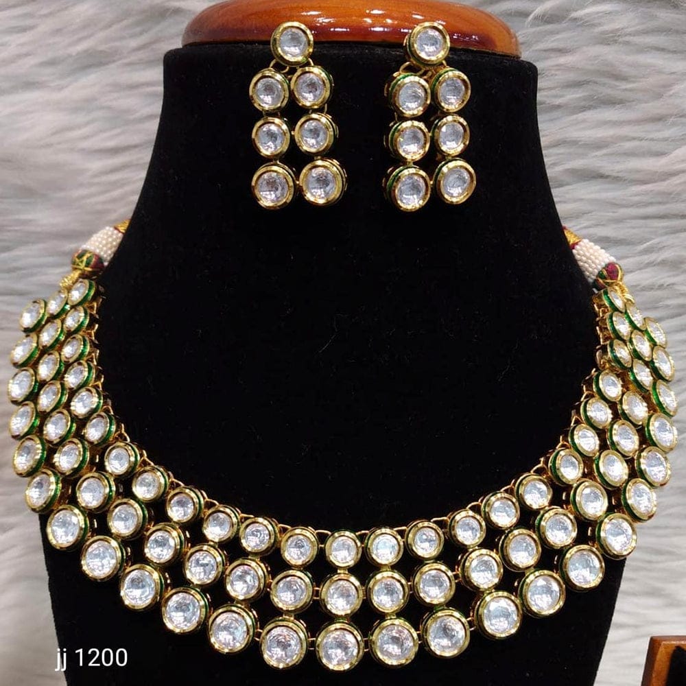 Heera Jewellers Gold Plated Kundan Stone Choker Necklace Set