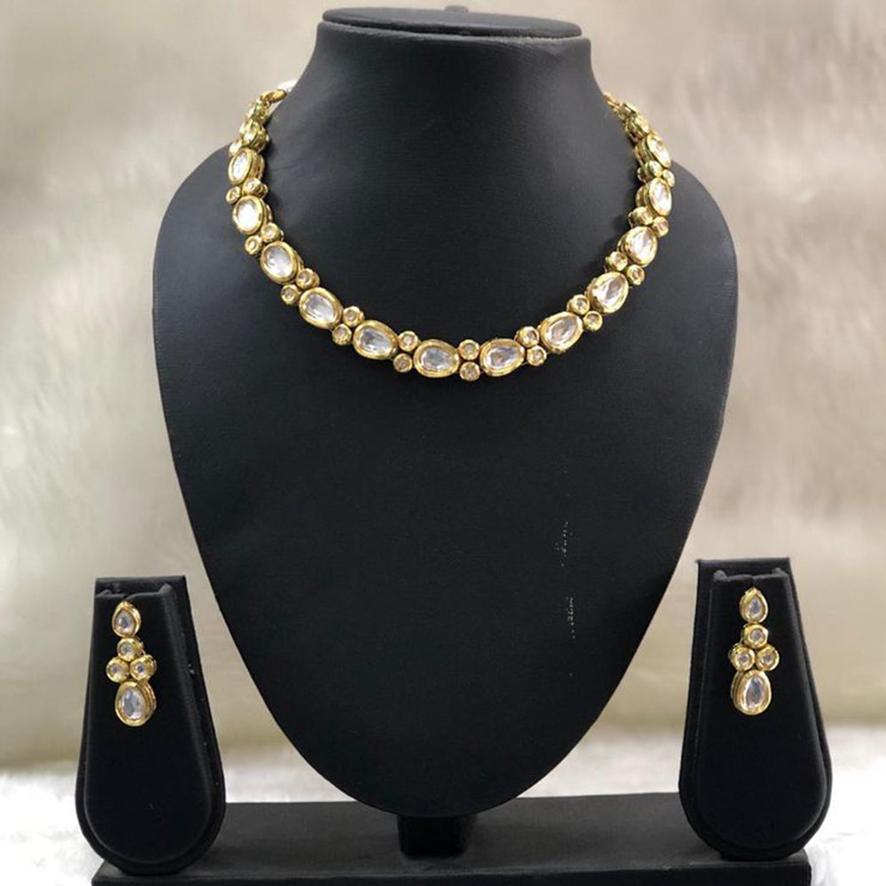 Heera Jewellers Gold Plated Kundan Stone Choker  Necklace Set