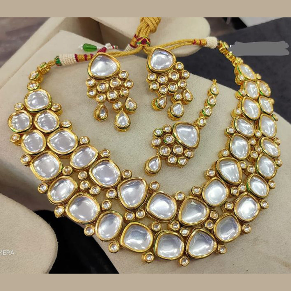 Heera Jewellers Gold Plated Kundan Stone Choker Necklace Set