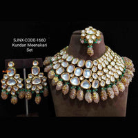 Heera Jewellers Gold Plated Kundan Stone & Beads Choker Necklace Set