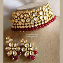 Heera Jewellers Gold Plated Kundan Stone & Beads Choker Necklace Set