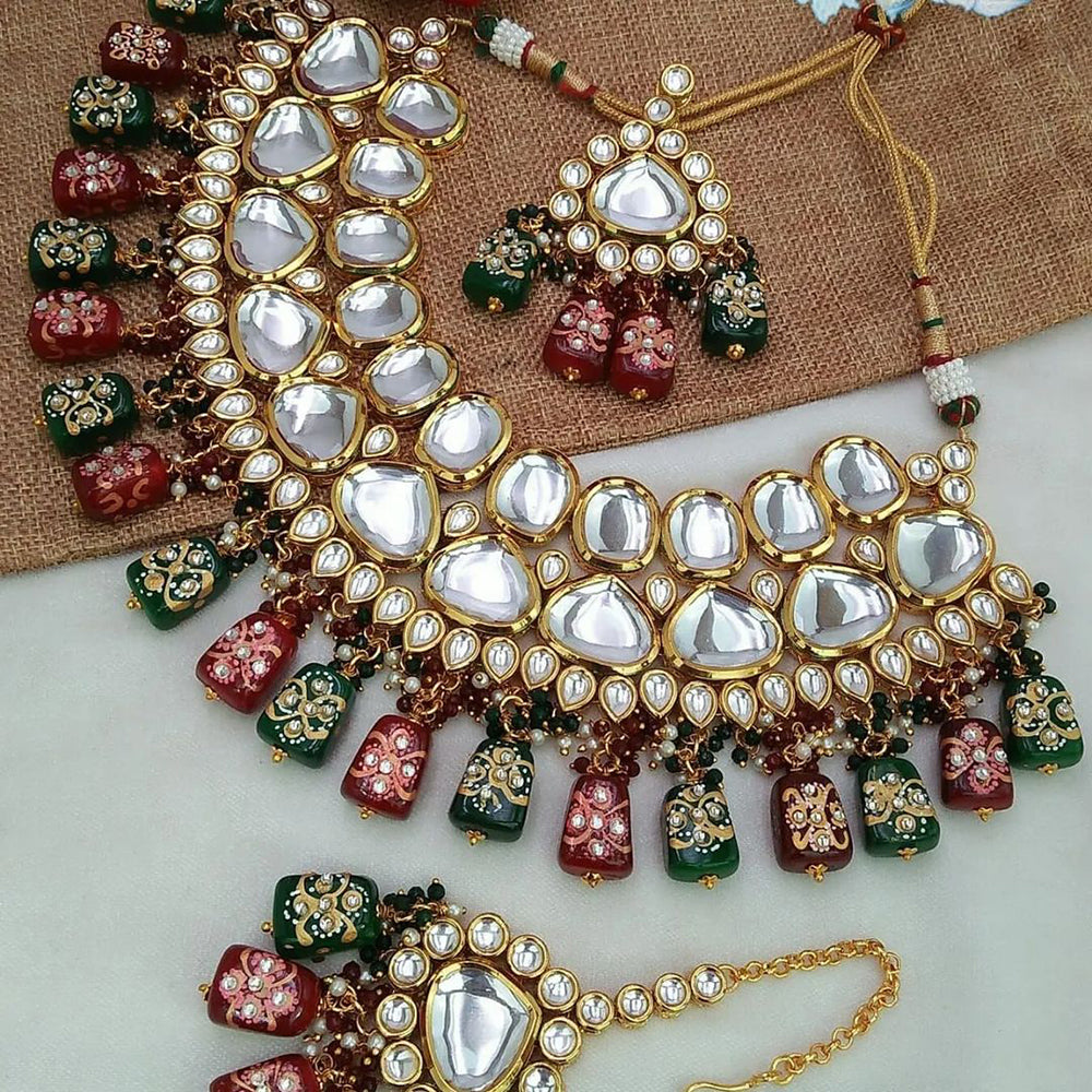 Heera Jewellers Gold Plated Kundan Stone Choker Necklace Set