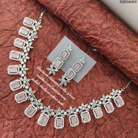 Heera Jewellers Silver Plated AD Stone Necklace Set