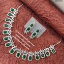 Heera Jewellers Silver Plated AD Stone Necklace Set