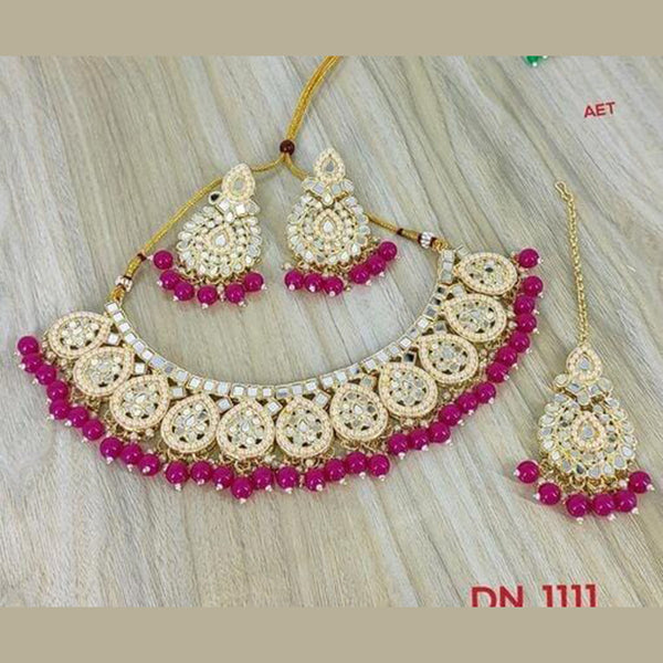 Heera Jewellers Gold Plated Mirror & Beads Choker Necklace Set