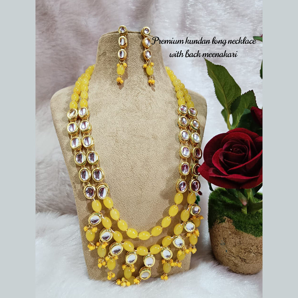 Heera Jewellers Gold Plated Kundan Stone & Beads Necklace Set