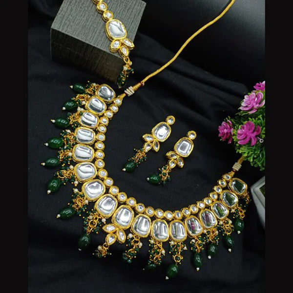 Heera Jewellers Gold Plated Kundan Stone Necklace Set