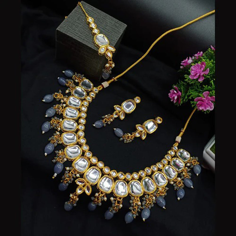 Heera Jewellers Gold Plated Kundan Stone Necklace Set