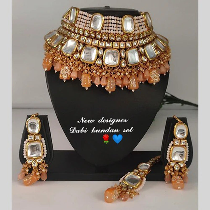 Heera Jewellers Gold Plated Kundan Stone Choker Necklace Set