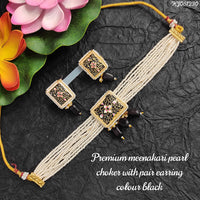 Heera Jewellers Gold Plated Meenakari Choker Necklace Set