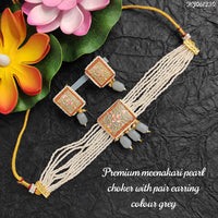 Heera Jewellers Gold Plated Meenakari Choker Necklace Set