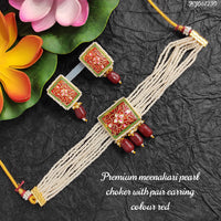 Heera Jewellers Gold Plated Meenakari Choker Necklace Set