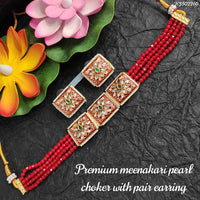 Heera Jewellers Gold Plated Meenakari Choker Necklace Set