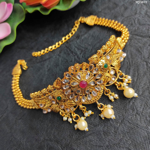 Heera Jewellers Gold Plated Kundan Stone Bajuband