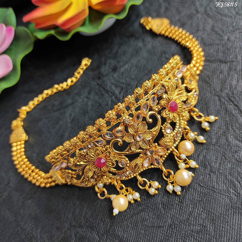 Heera Jewellers Gold Plated Kundan Stone Bajuband