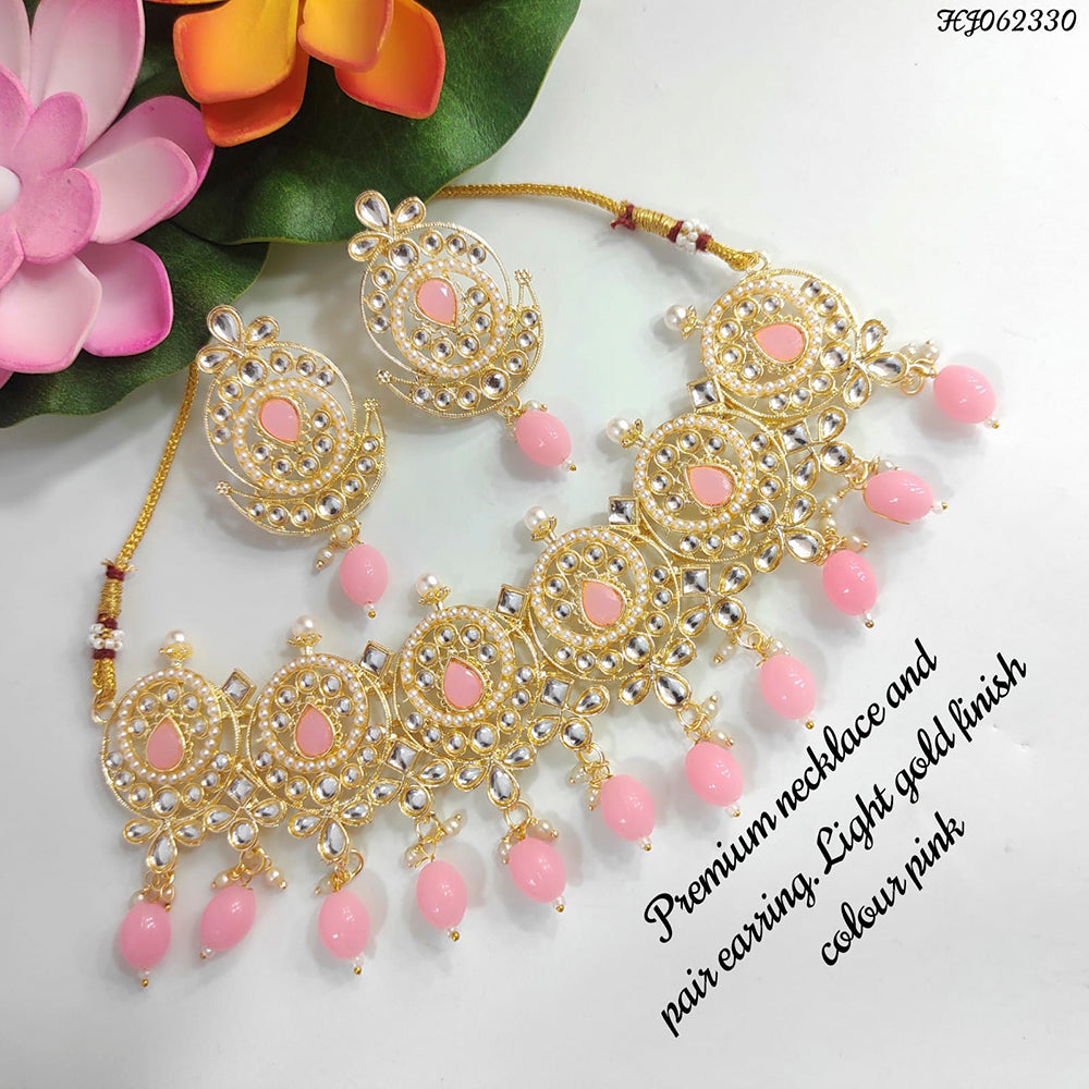 Heera Jewellers Gold Plated Kundan Stone Choker Necklace Set