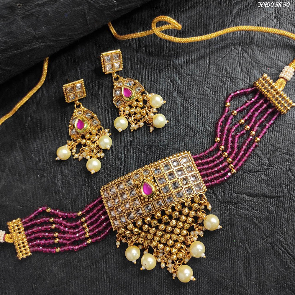 Heera Jewellers Crystal Stone Choker Necklace Set