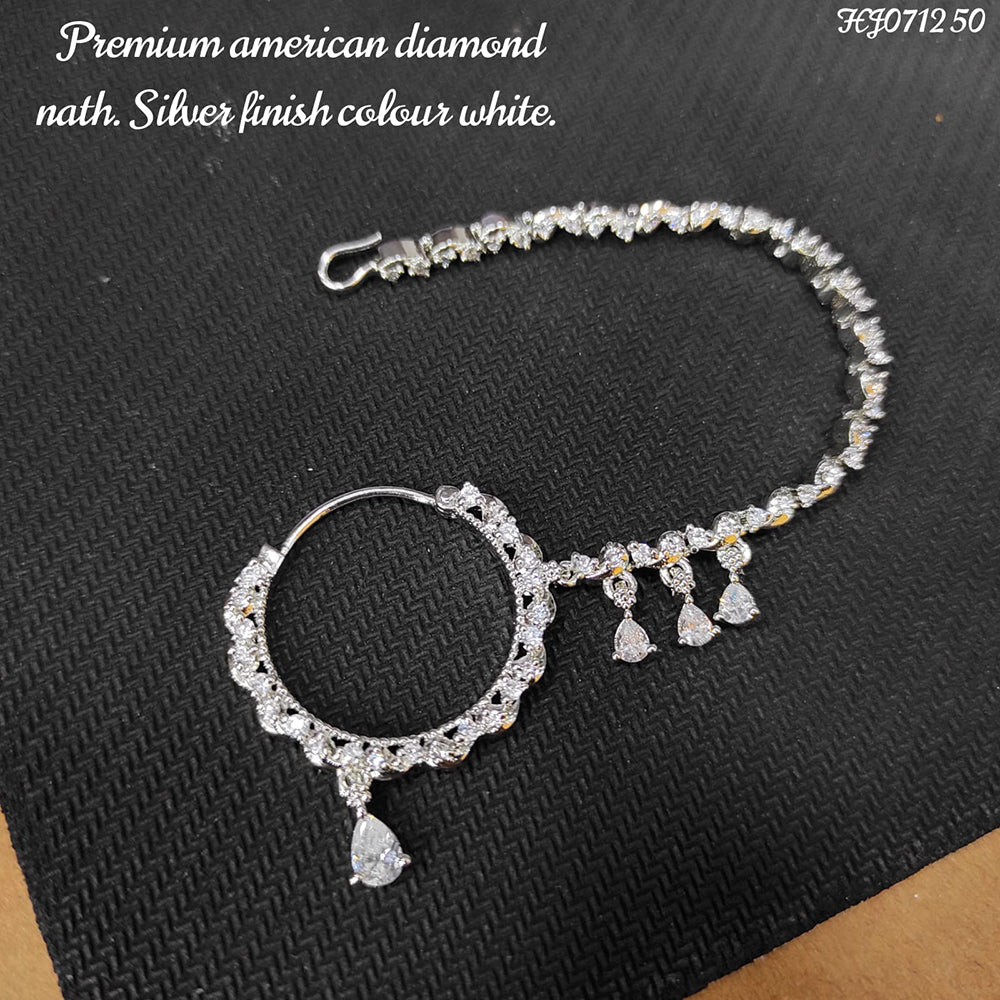 Heera Jewellers  Silver Plated Ad Stone Nose Ring