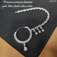 Heera Jewellers  Silver Plated Ad Stone Nose Ring