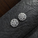 Heera Jewellers Silver Plated AD Stone Stud Earrings
