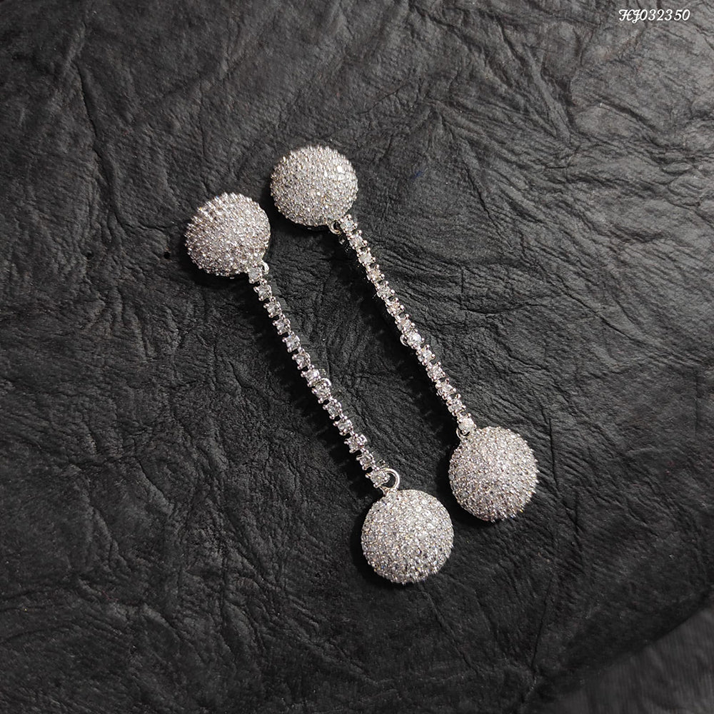 Heera Jewellers Silver Plated AD Stone Earrings