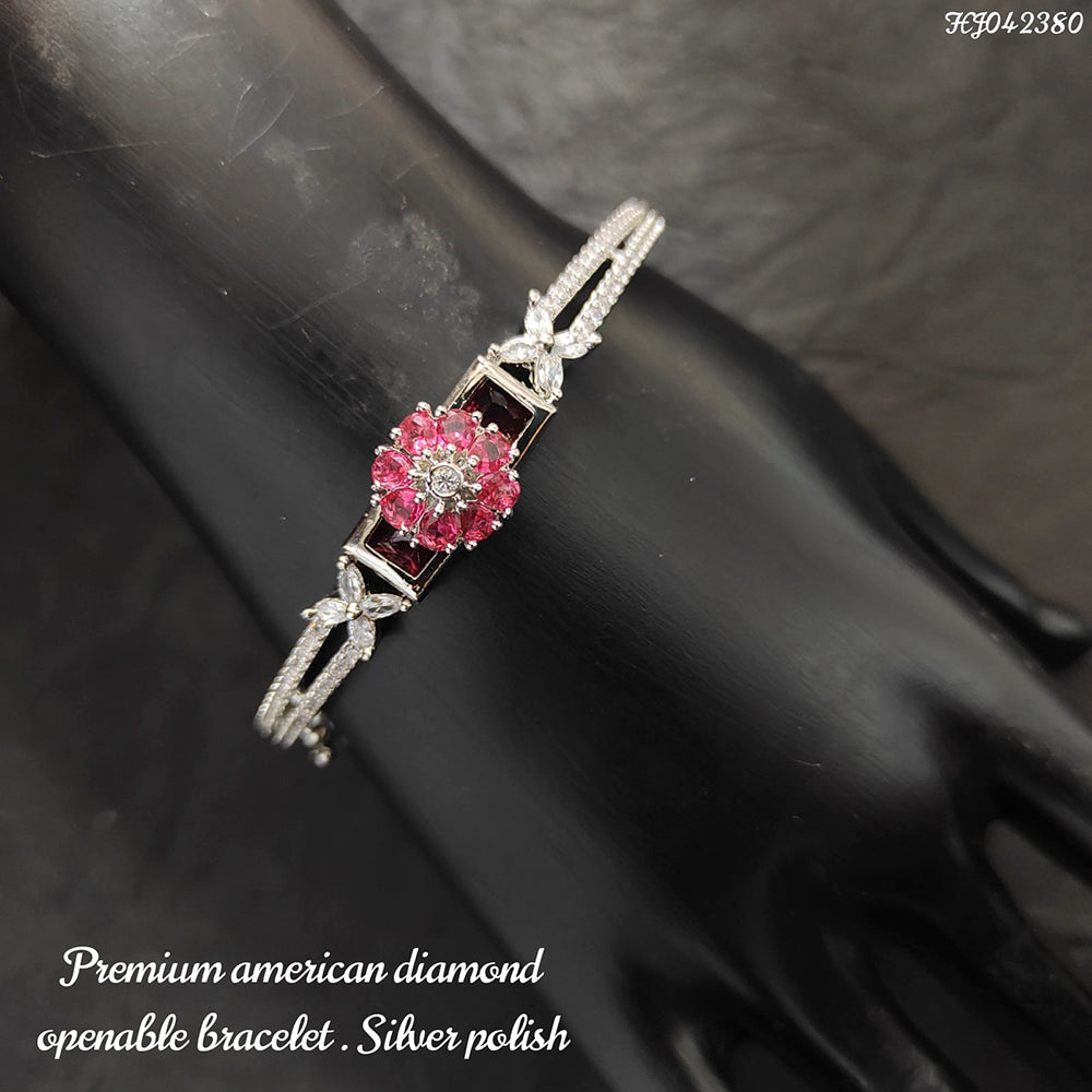 Heera Jewellers Silver Plated AD Stone Openable Bracelet
