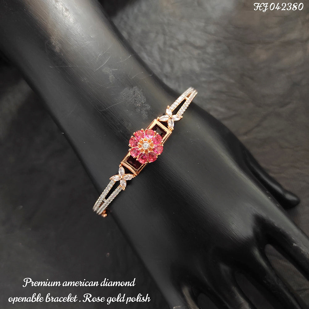 Heera Jewellers Rose Gold Plated AD Stone Openable Bracelet