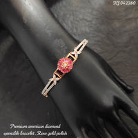 Heera Jewellers Rose Gold Plated AD Stone Openable Bracelet