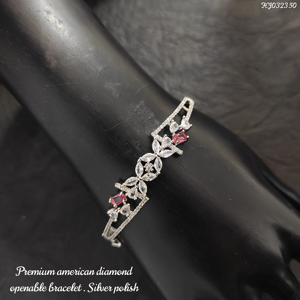 Heera Jewellers Silver Plated AD Stone Openable Bracelet