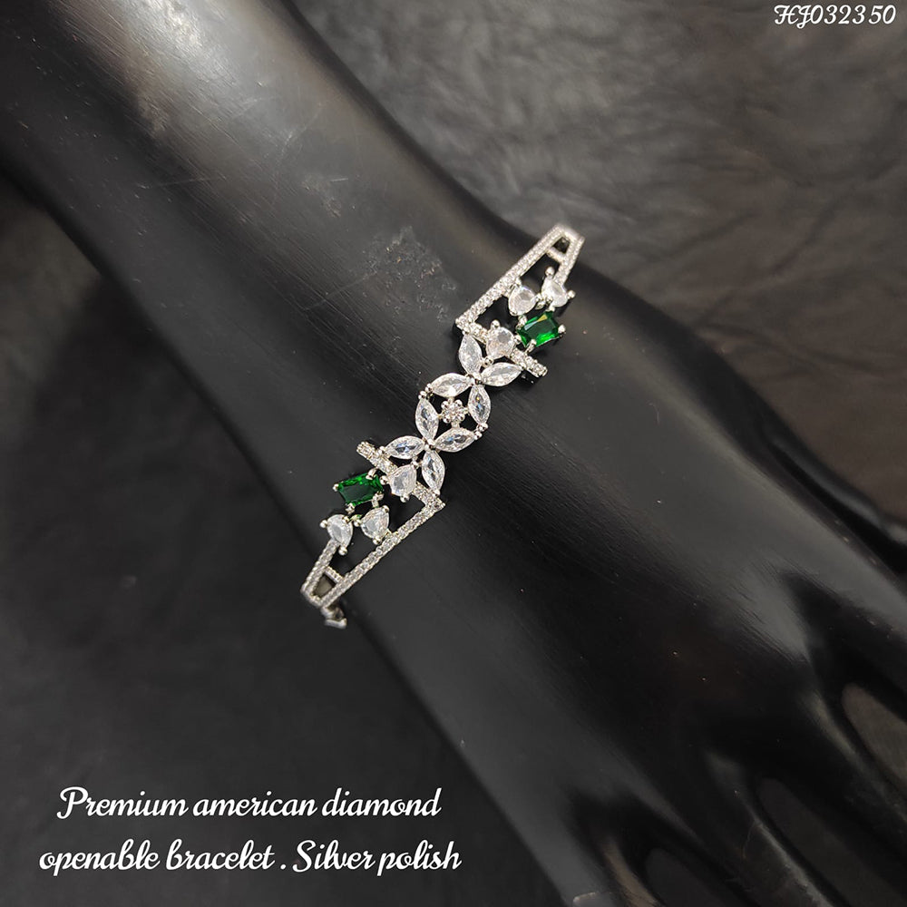 Heera Jewellers Silver Plated AD Stone Openable Bracelet