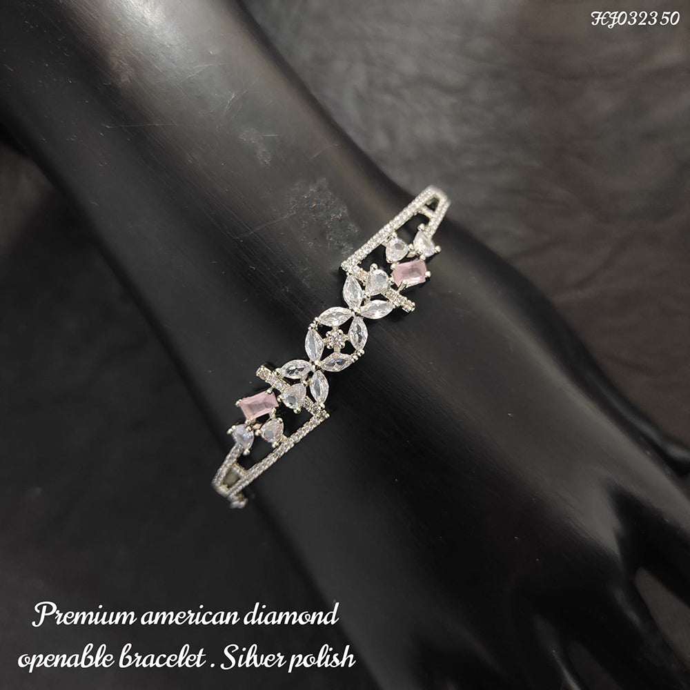 Heera Jewellers Silver Plated AD Stone Openable Bracelet