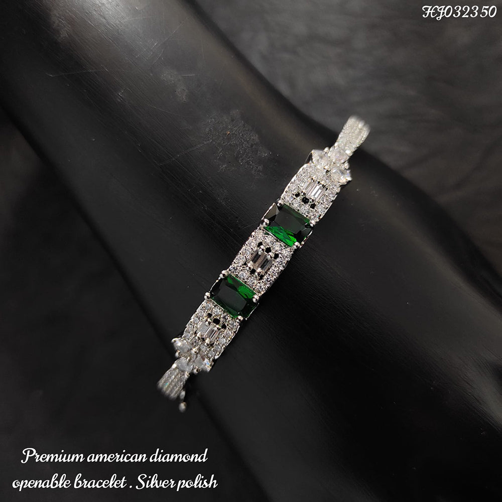 Heera Jewellers Silver Plated AD Stone Openable Bracelet