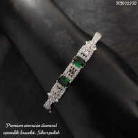 Heera Jewellers Silver Plated AD Stone Openable Bracelet