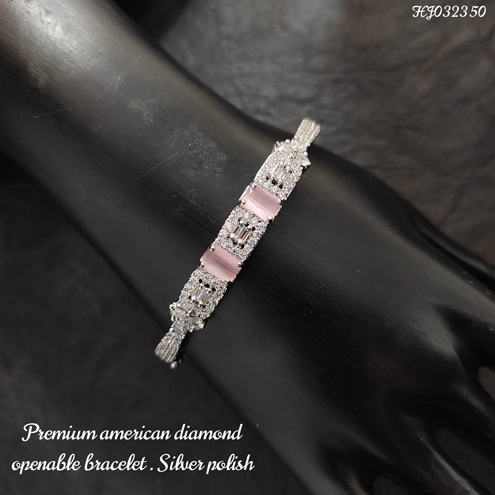 Heera Jewellers Silver Plated AD Stone Openable Bracelet