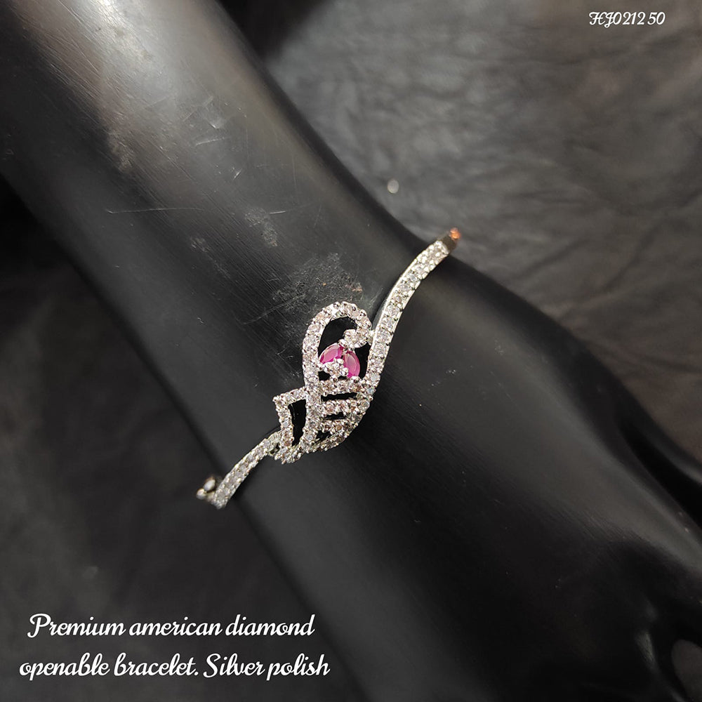 Heera Jewellers Silver Plated AD Stone Openable Bracelet